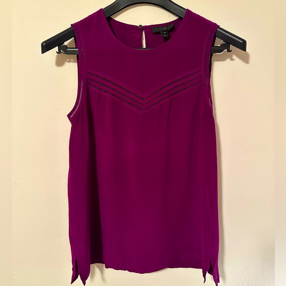 J.Crew 100% Silk Sleeveless Blouse in Beautiful Purple - Size 00